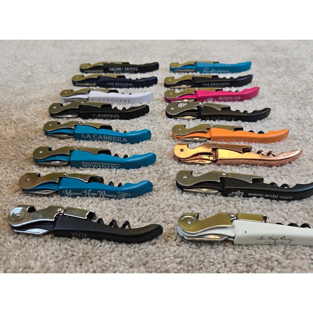 16 Duo-Lever Waiter's Corkscrews Bottle Openers Winery Advertising Bar Tool Lot